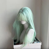 Daiiibabyyy  Long Straight Wig With Bangs Synthetic Wigs For Women Heat Resistant Fiber Synthetic Hair Lolita Cosplay Wigs party Daily Use