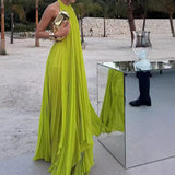 DAIIIBABYYY  -  Fashion O Neck Sleeveless Long Top + Skirt Women 2pc Set Sexy Hollow Out Backless Beach Suit Casual Pleated Holiday Party Outfit