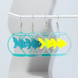 Daiiibabyyy  Cute Glitter Acrylic Fish Tank Dangle Earrings for Women Colorful Marine Animals Drop Earring Summer Beach Jewelry Accessory