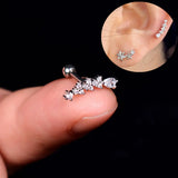 DAIIIBABYYY  -  1pcs New Style Stainless Steel Ear Piercing Cz Stud Earrings Snake Moon Round Ball Arc Cartilage Helix Conch Screw Back Earring