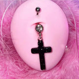 Daiiibabyyy  Punk Aesthetic Acrylic Cross Navel Bell Button Rings Sexy Accessories Body Piercing Goth Egirl Body Jewelry Fashion Navel Rings