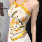 DAIIIBABYYY  -  Summer Trend Sexy Irregular O-neck Sleeveless Camisole Female Fashionable Slim Printing Halter Crop Top Women Clothes T-Shirts