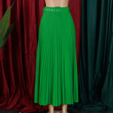 DAIIIBABYYY  -  Elegant Pleated Bottom Skirts for Women High Waisted Belt Waisted Loose Ankle Length Fashion Female Birthday Party Vestidos Robe