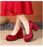 DAIIIBABYYY  -  Women High Heels Lolita Shoes Platforms Block Heel Ballerinas Zapatos Mujer Satin Pumps