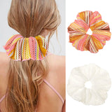 Daiiibabyyy  Large Pleated Hair Ropes Women Korean Simple Scrunchies Fashion Elastic Bohemia Headwear Hair Tie Rubber Bands Hair Accessories
