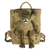 Daiiibabyyy  Backpacks For Women Graffiti Inlaid Plush Frog Monster Zip Large Capacity School Backpack Men Travel Adjustable Outdoor Rucksack