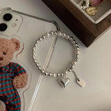 Daiiibabyyy 925 Sterling Silver Thai Silver Bracelet for Women Vintage Geometric Heart Love Lucky Punk Jewelry New Dropship