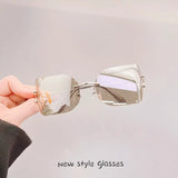 Daiiibabyyy  European American Style Sunglasses Female Fashion Stylish Big Size Rimless Women Sun Glasses UV Protection Outdoor Sunglass