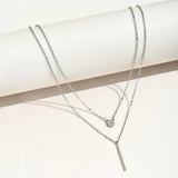 Daiiibabyyy Harajuku Wind Street Shooting Hundred Match Double Layer Necklace Women Ins Korean Version Simple Birthday Gift Collarbone Chain
