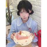 DAIIIBABYYY  -  Kawaii Cute Striped Mini Dress Women Japanese Ruffles Mesh Patchwork Dresses Korean Fashion Long Sleeve Design Vestidos