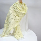 Daiiibabyyy  Pure Linen Soft Scarves Women Polka Dot Retro Design Scarf Summer Travelling Long Scarves Breathable Thin Shawl 65x180cm
