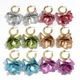 Daiiibabyyy  New Trend Acrylic Large Pearl-luster Petal Flower Drop Earrings for Women Personal Exaggerate Earrings Trend Jewelry