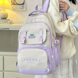 Daiiibabyyy  New Design Nylon School Bag Red Color Large Capacity Backpack Multifunctional Shoulder Bag