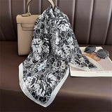 DAIIIBABYYY  -  70cm Floral Printed Square Scarf - Lightweight Silk Fashion Accessory For Women, Elegant Neck Head Wrap Shaw