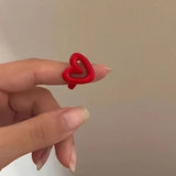 Daiiibabyyy  Boho Cute Romantic Macaron Color Love Heart Enamel Opening Rings for Women Charm Trendy Personality Y2K Finger Jewelry Girl Gift