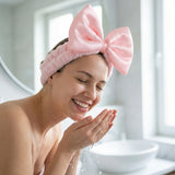 Daiiibabyyy  Cute Sweet Bow Face Wash Headband Ins Suitable for Washing Face Makeup Yoga Relaxing Coral Fleece Headband for Women
