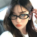 DAIIIBABYYY   -  Vintage Oval Glasses Women Girls Y2K Red Green Frame Glasses Eyewear Decorative Computer Anti-blue Eyeglasses Decorative Goggles