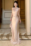 Daiiibabyyy  Spring French Sexy Backless Elegant Evening Gown Women Sleeveless Bandeau Ruched Satin Dress Fashion High-end Banquet Gown 2026