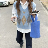Daiiibabyyy  Knit Vests for Women V-Neck Pullover Fashion Waistcoat Clothing Sales The Trip New In Outerwears Y2k Elegant 2025 Lady Sweaters