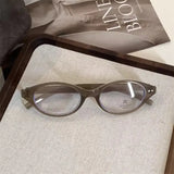 DAIIIBABYYY  -  Retro Oval Glasses Women Girls Y2K Red Green Frame Glass Eyewear Decorative Computer Anti-blue Eyeglasses with Seaside Driving
