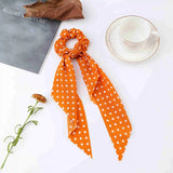 Daiiibabyyy  Fashion Dots Scrunchies Long Hair Rope Korean Hair Ties for Women Ponytail Scarf Sweet Elastic Hair Band Hair Accessories