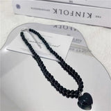 DAIIIBABYYY  -  New Color Beaded Chain Resin Heart Pendant Necklace For Women Girls Trendy Clavicle Chain Delicate Jewelry Gift