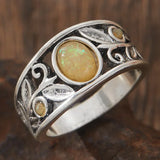 Daiiibabyyy  Bohemian Personalized Design Openwork Floral Geometric Ring Women's Retro Ethnic Style Festival Jewelry Accessories