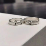 Daiiibabyyy  Fashion Adjustable Cat Dog Couple Rings for Women Simple Design Overlapping Wear Cute Gifts Rings for Girlfriend Wedding Jewelry