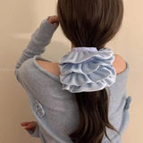 DAIIIBABYYY  -  Ballet style pleated lace double-layer satin large intestine headband oversized meatball hairrope hair tie rubber band headband