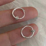 Daiiibabyyy  Silver Charming Zircon Round Hoop Earrings for Women Classic Fine Jewelry Minimalist Geometric Accessories