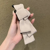 Daiiibabyyy  Winter Autumn Suede Bow Banana Clip Hair Clip for Women Ponytail Bun Twist Claw  Hairbows for Girls Leather Hair Accessories