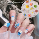 Daiiibabyyy 50Pcs Colorful 3D Resin Flower Mix Color Nail Ornaments for Nail Art Decorations Spring Summer DIY Manicure Nail Art Accessories