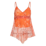 Daiiibabyyy  Tank Tops for Women Summer High-end Designed Temperature Niche Chic French Gentle Style Mesh Printed Irregular Suspender Vest