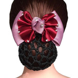 DAIIIBABYYYY  -  New Floral Lace Satin Bow Hair Net Barrette Bank Staff Flight Attendant Nurses Satin Hair Clip Net Snood Women Hair Accessories
