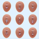 Daiiibabyyy Faux Fake Belly Star Moon Fake Belly Piercing Heart Zircon Clip On Umbilical Navel Non-Piercing Jewelry Earring Clip