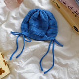 Daiiibabyyy  Ins Cute Bow Strap Knitted Beanies Cap Y2K Spring and Autumn Travel Thin Breathable Versatile Casual Sweet Woman's Hats