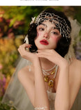Daiiibabyyy  New bridal headgear handmade beaded headband French retro flower fringed hairpin personalized versatile  accessories