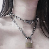 DAIIIBABYYY  -  Retro Punk Fashion Exaggerated Thick Chain Necklace Simple New Couple Multi-Layer Lock Necklace Unisex Jewelry Accessories