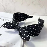 Daiiibabyyy  New Fashion Red Polka Dots Bow Headband for Women Vintage Elegant Wide Ribbon Knotted Hairband Hair Accessories