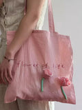 Daiiibabyyy  New Korean All Match Letter Embroidery Underarm Bag Women Y2k Aesthetic Sweet Flower Patchwork Shoulder Handbags Fashion