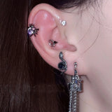 Daiiibabyyy Black Cool Spider Snake Cross Cartilage Stud Earrings for Women Girls Punk Gothic Stainless Steel Helix Ear Piercing Earrings