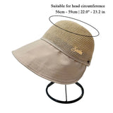 Daiiibabyyy Grass Woven Sunscreen Hat Summer Foldable Bucket Hat UV Protection Fisherman Hat Ponytail Baseball Cap Wide Brim Sun Cap