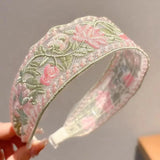 Daiiibabyyy  1/3pcs Elegant Chiffon Embroidery Flower Hairband – Sweet Floral Headband Turban Hoop for Women Fashion Hair Accessories