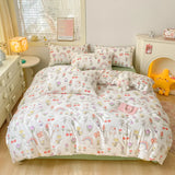 DAIIIBABYYY  -  A-class mother and baby cartoon washed cotton four piece set for bed, ins style bed sheets, duvet covers, dormitory duvet