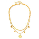 Daiiibabyyy  Stainless Steel Double Layer Heart Necklaces for Women Luxury Gold Color Love Beads Personality Choker Necklaces Jewelry Gifts