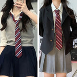Daiiibabyyy Japanese Vintage Cravat Striped JK Necktie Uniform Bow Tie Clothes Accessories Versatile Neckwear Student Fashion Necktie