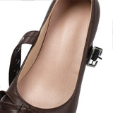 DAIIIBABYYY  -  Fashionable High heels Women's Mary Jane Shoes Buckle Sweet butterfly knot Single Shoes JK uniform Shoes Large size 48