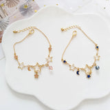 DAIIIBABYYY  -  Japan Korea Moon Star Bracelet For Women Fashion Designer Pink Crystal Pearl Chain Bracelet Girls Sweet Jewelry Party Gift