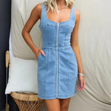 DAIIIBABYYY  -  Summer Fashion Leisure Slim Fit Denim Sleeveless Dress Women's New European American Wear Spaghetti Strap Blue Cowboy Dresses