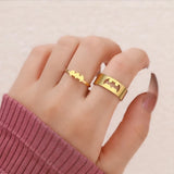 Daiiibabyyy  New Arrival Trendy Stainless Steel Bat Couple Rings for Women Men Punk Opening Hip Hop Rock Finger Jewelry Set Gift Colorfast
